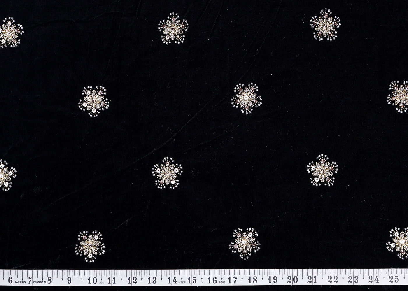 Black Velvet Fabric With All Over Zari, Bead, Katdana And Sequins Work 19379