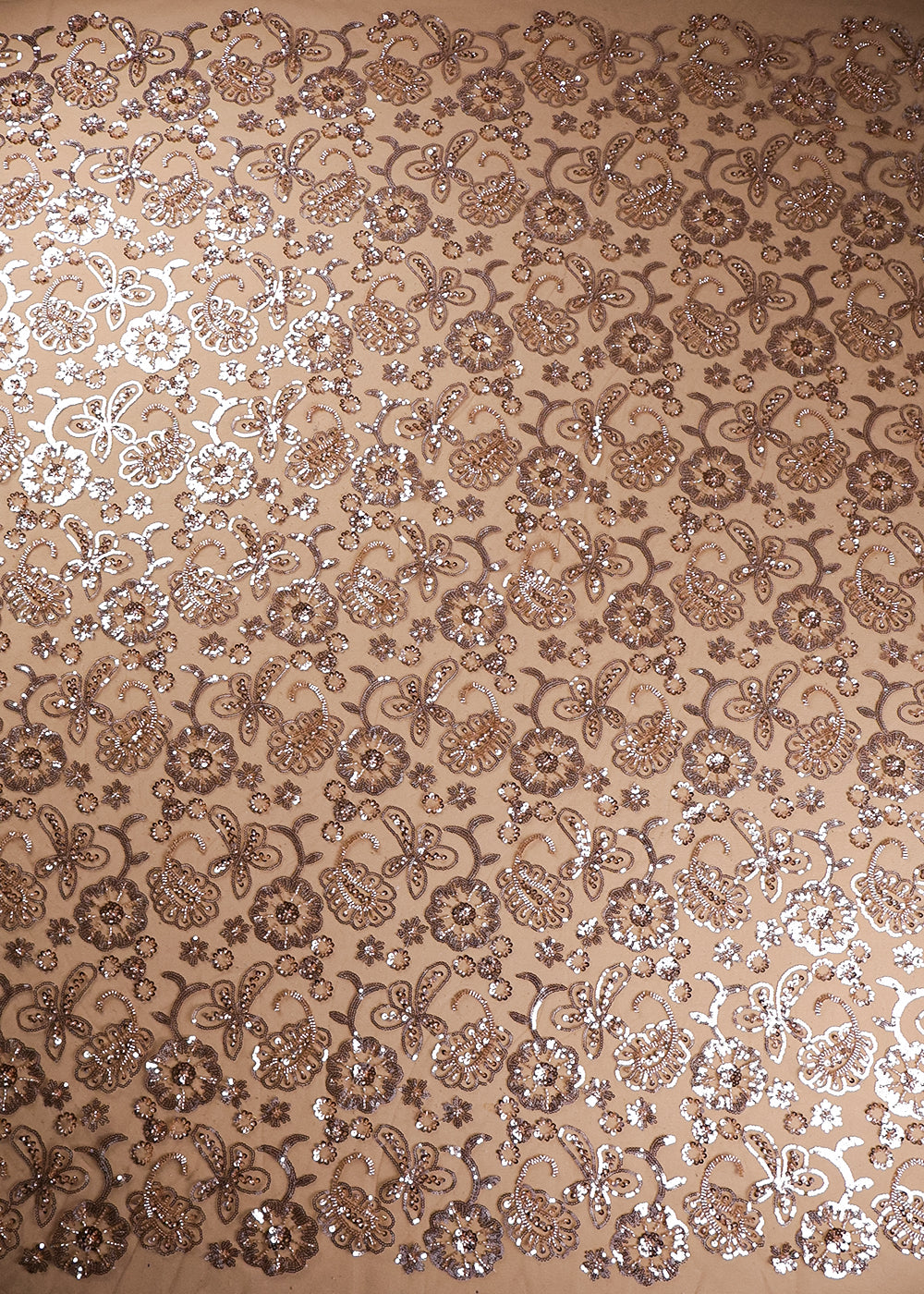 Golden Imported Net Fabric With All Over Sequins And Bead Work 19389