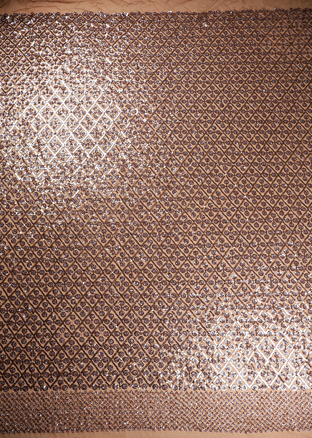Brown Imported Net Fabric With All Over Sequins And Bead Work 19397