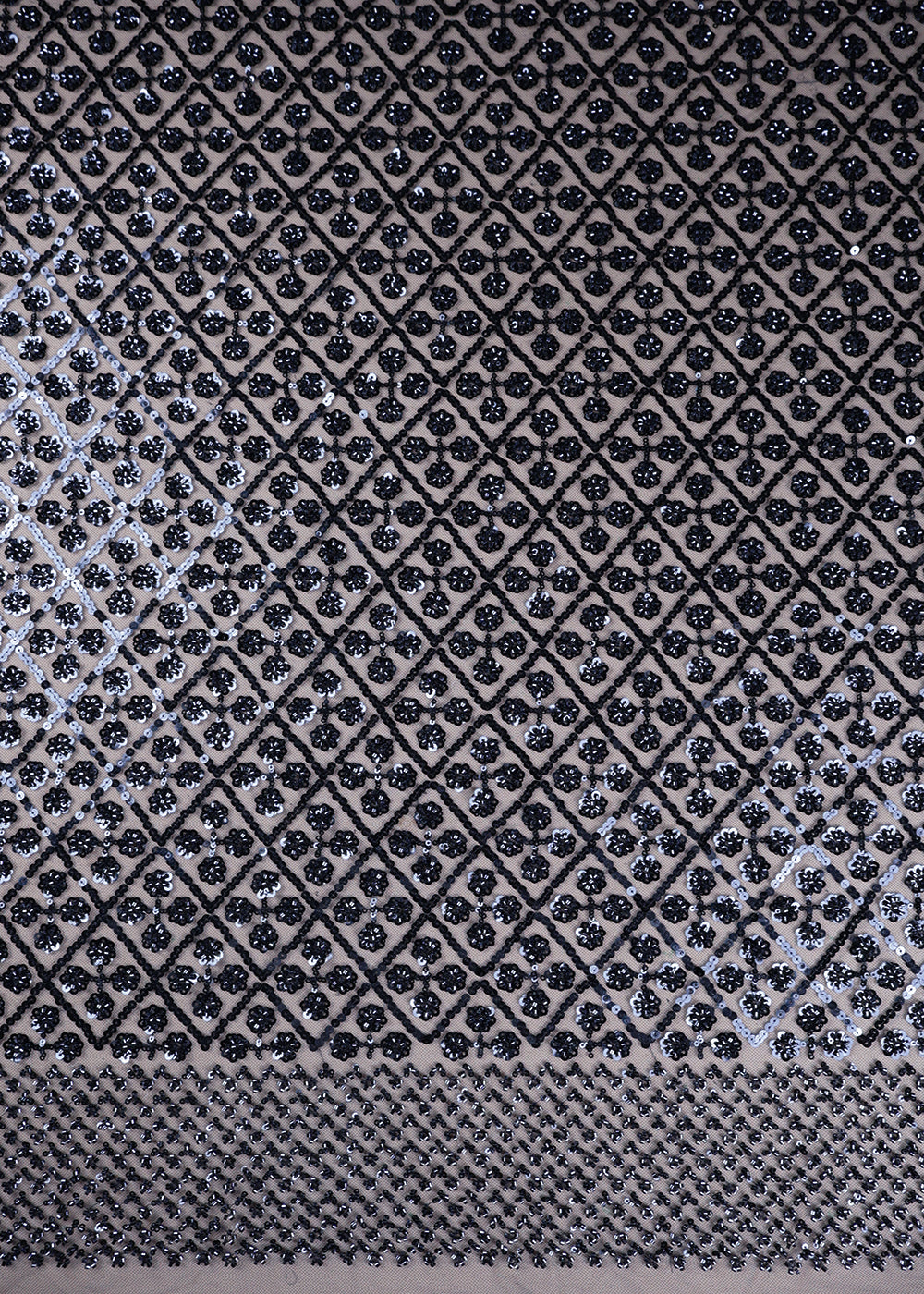 Navy Blue Imported Net Fabric With All Over Sequins And Bead Work 19398