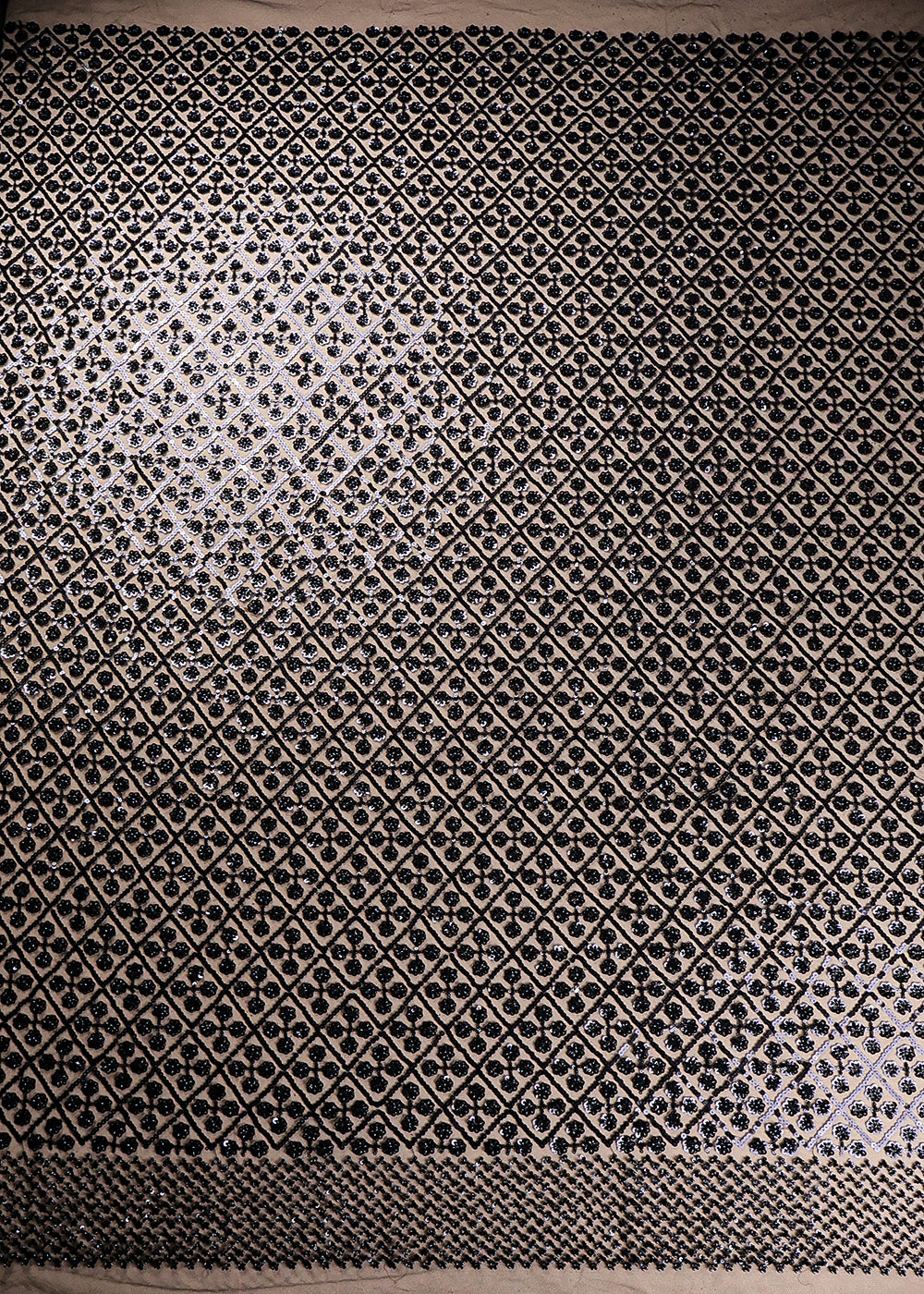 Black Imported Net Fabric With All Over Sequins And Bead Work 19400