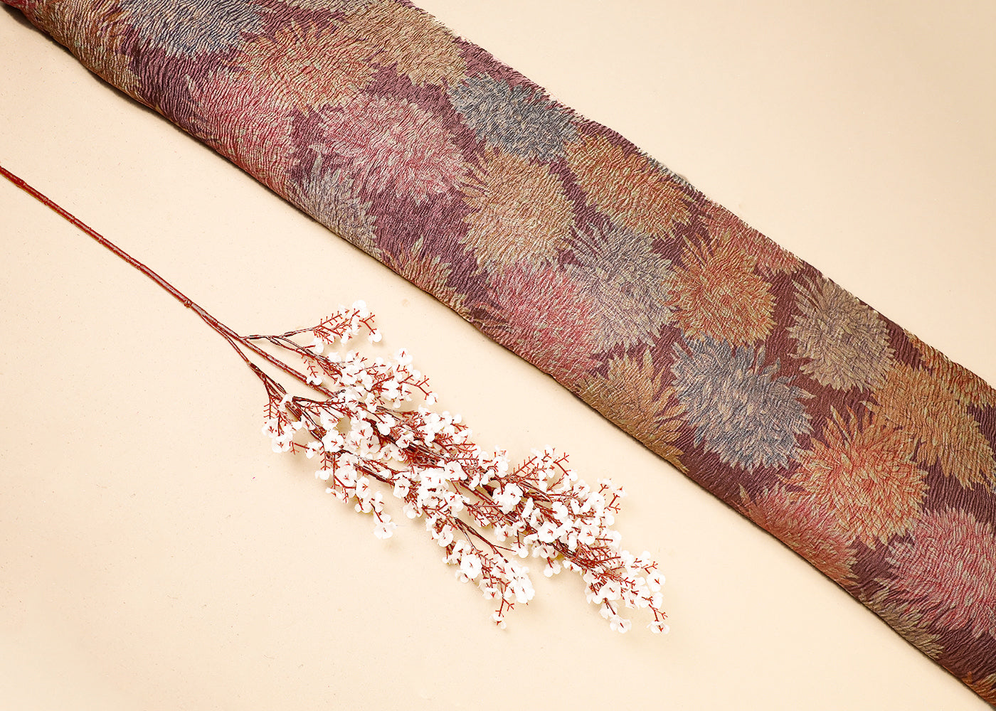 Mauve Tissue Fabric With All Over Floral Print 19403