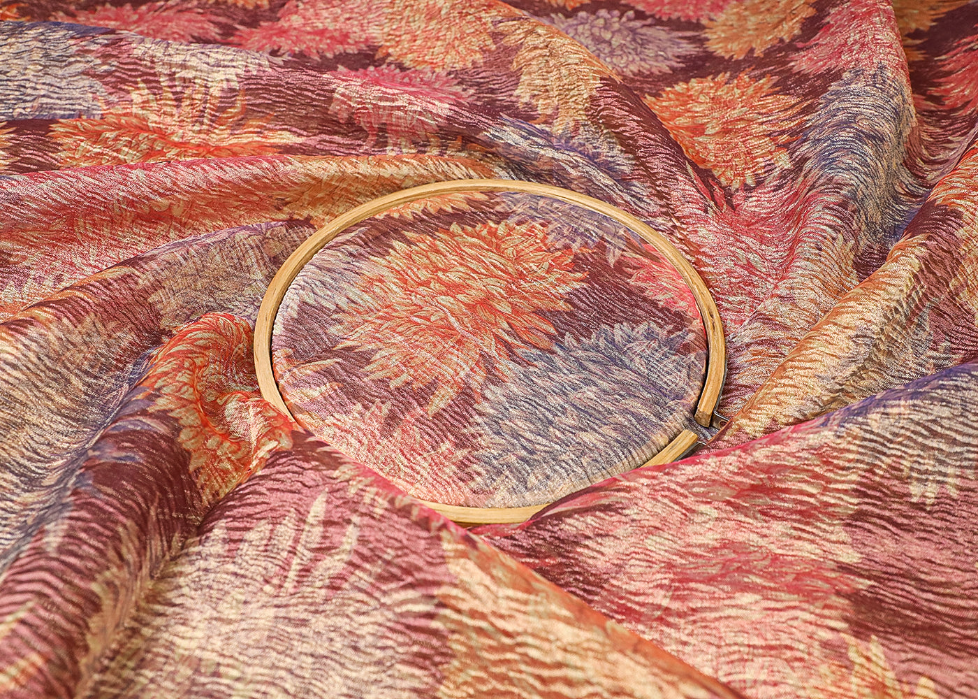 Mauve Tissue Fabric With All Over Floral Print 19403