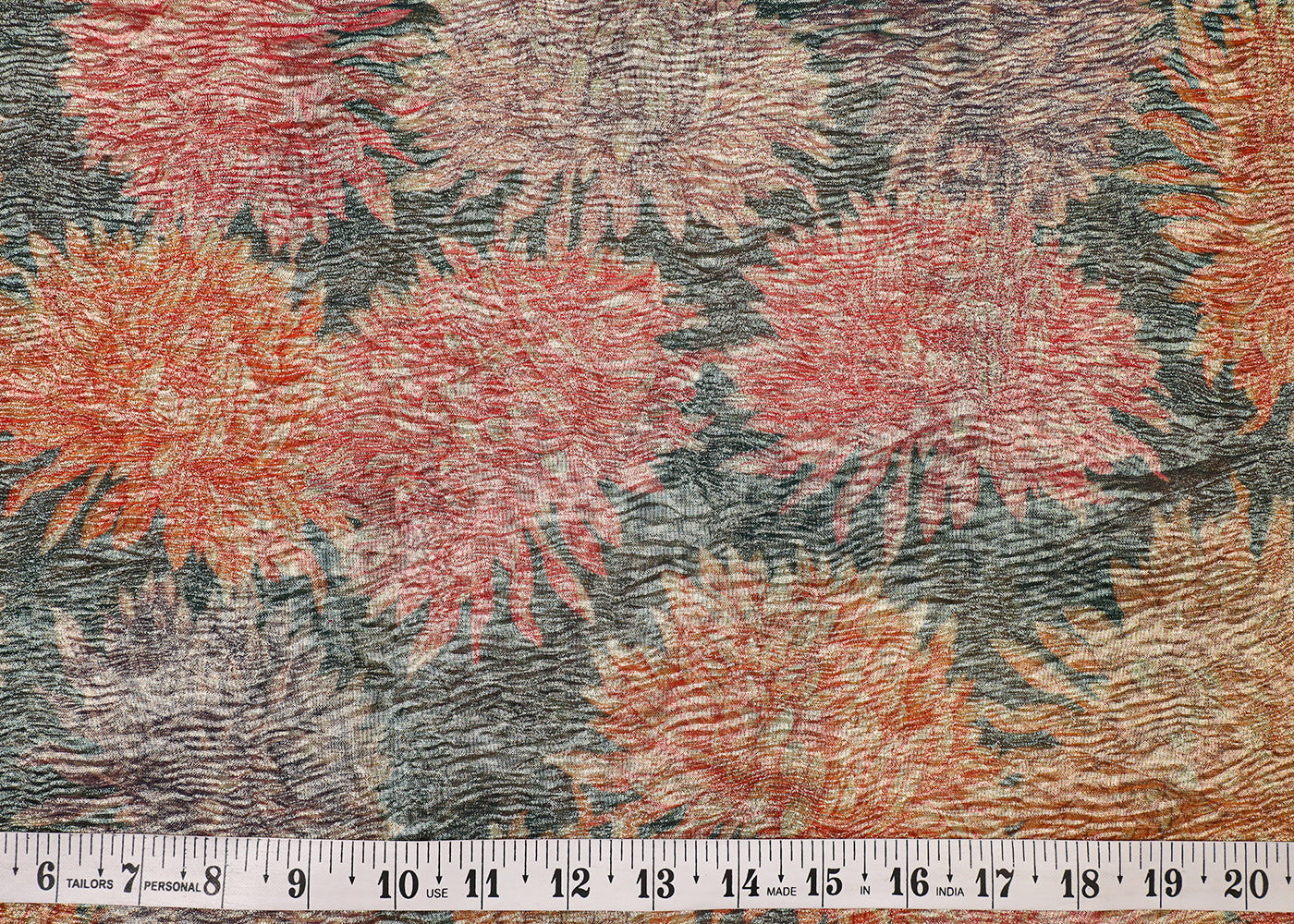 Dark Green Tissue Fabric With All Over Floral Print 19405