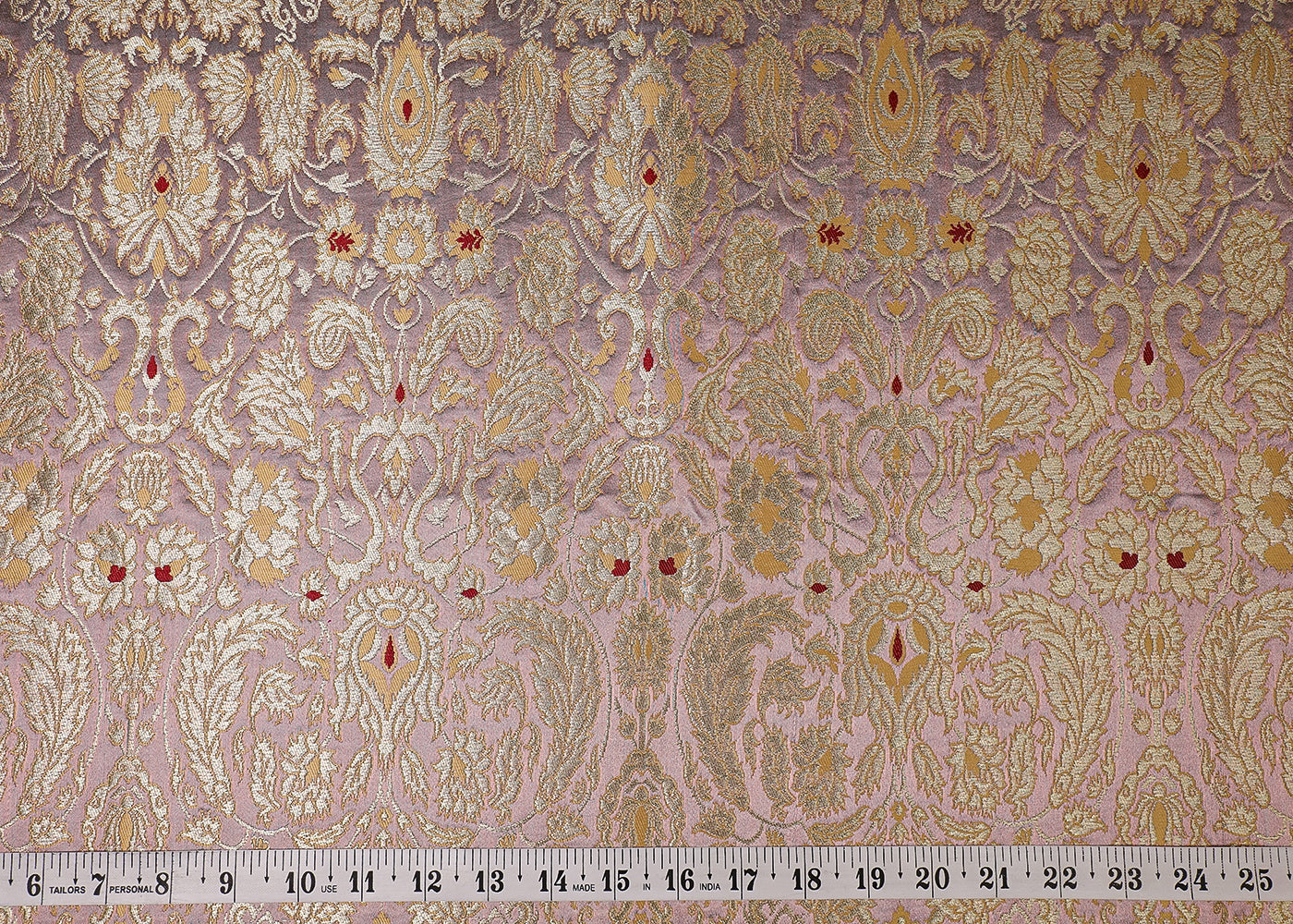 Lilac Banarasi Brocade Fabric With All Over Thread And Golden Zari Handloom 19411