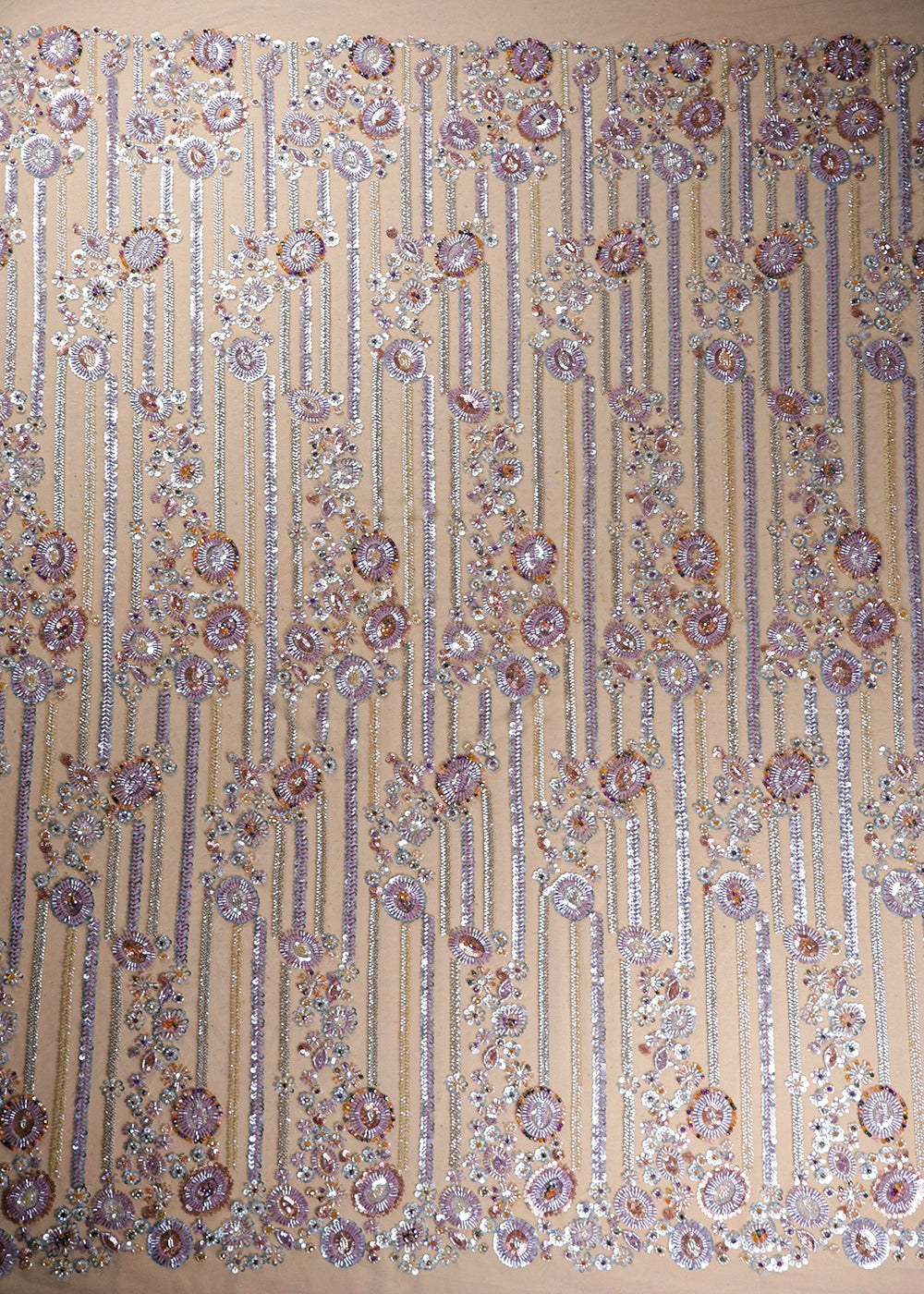 Powder Blue Imported Net Fabric With All Over Bead And Sequins Work 19412