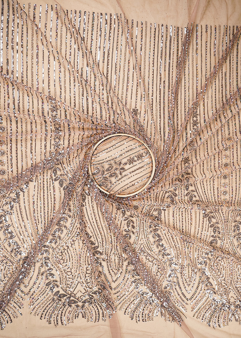 Mauve Imported Net Fabric With All Over Bead And Sequins Work 19423