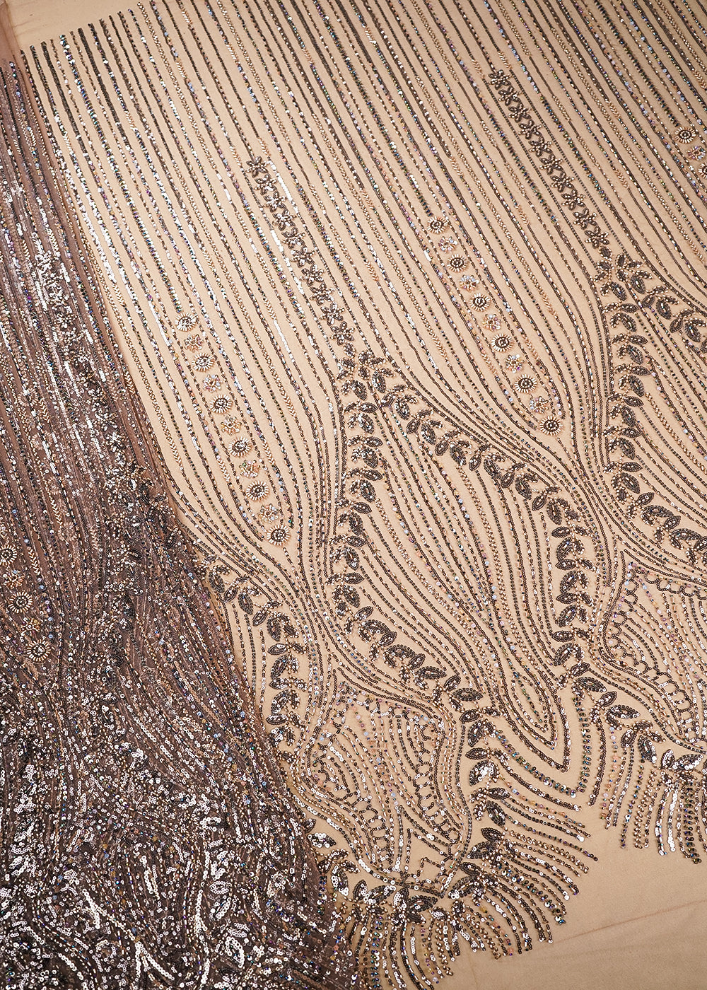 Mauve Imported Net Fabric With All Over Bead And Sequins Work 19423