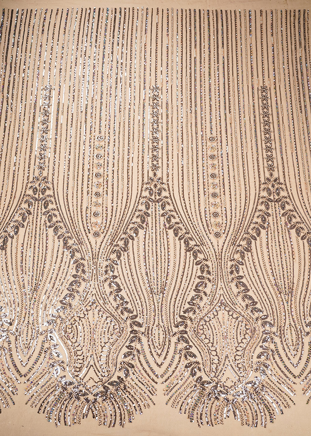 Mauve Imported Net Fabric With All Over Bead And Sequins Work 19423