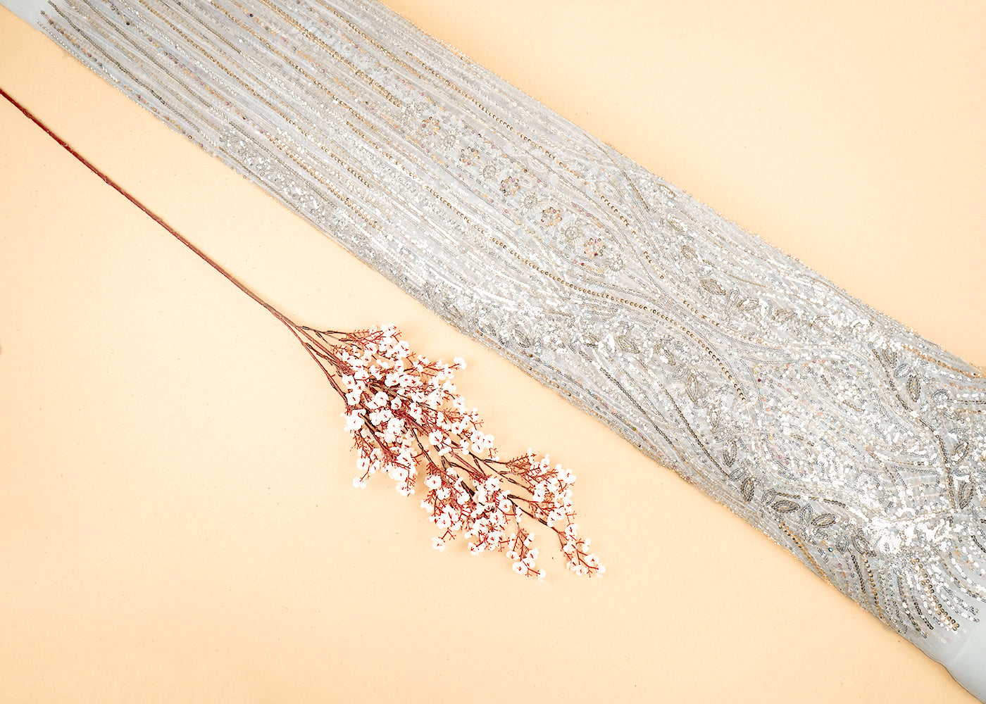 Kareena Kapoor Inspired Edition | White Embroidered Imported Net Unstitched Fabric 19424