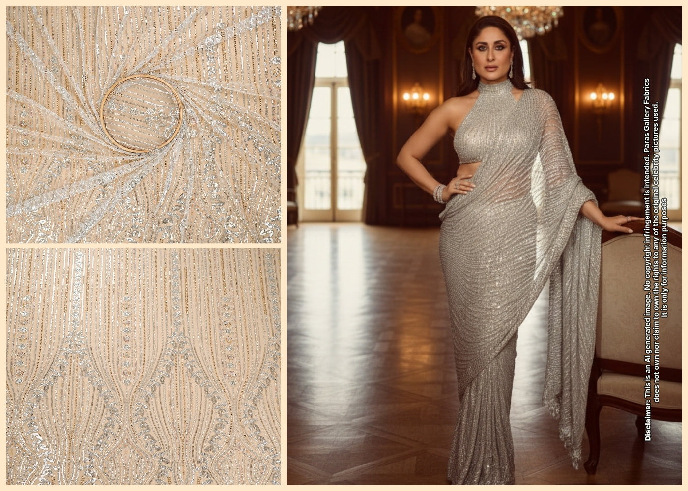 Kareena Kapoor Inspired Edition | White Embroidered Imported Net Unstitched Fabric 19424