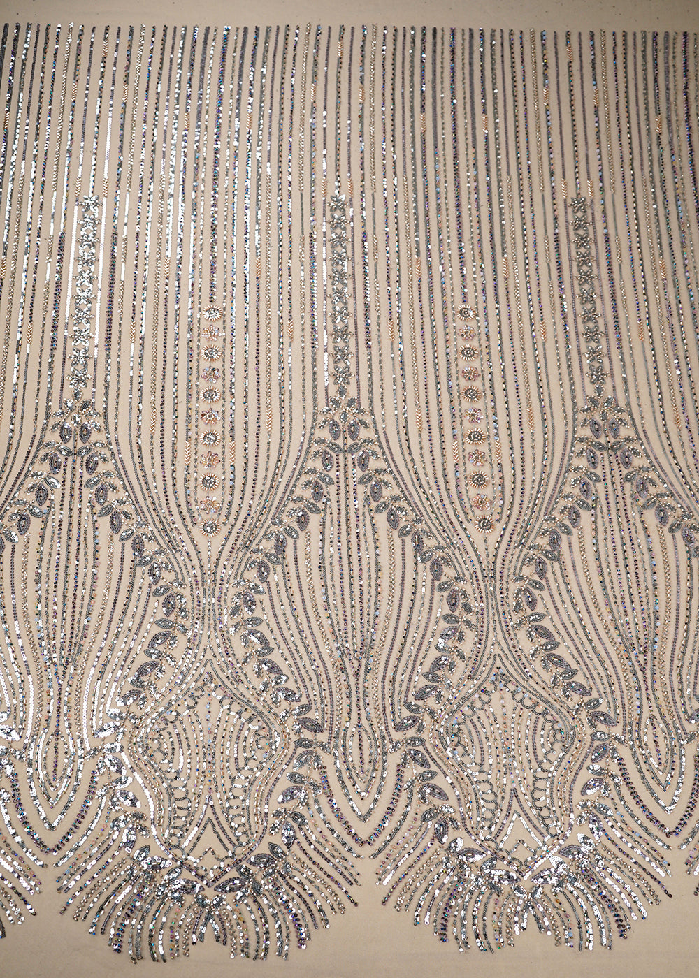 Ice Blue Imported Net Fabric With All Over Bead And Sequins Work 19426