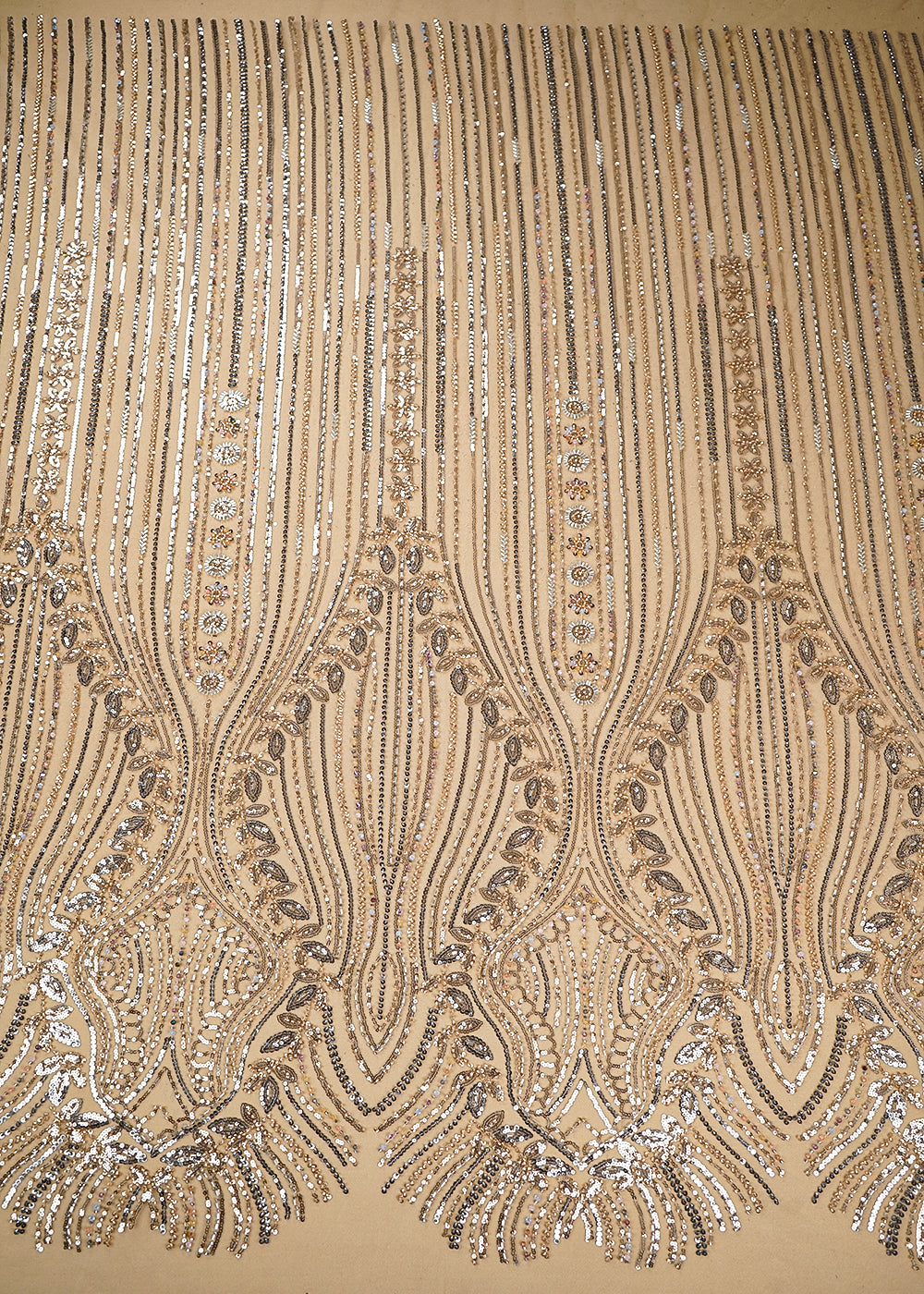 Gold Imported Net Fabric With All Over Bead And Sequins Work 19427