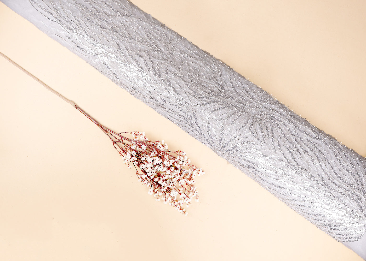 ITRH Inspired Edition | White Embroidered Imported Net Unstitched Fabric 19428