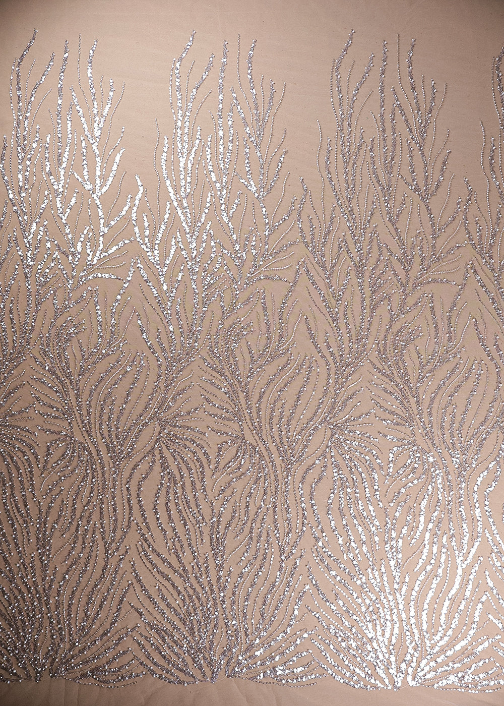 White Imported Net Fabric With All Over Bead And Sequins Work 19428