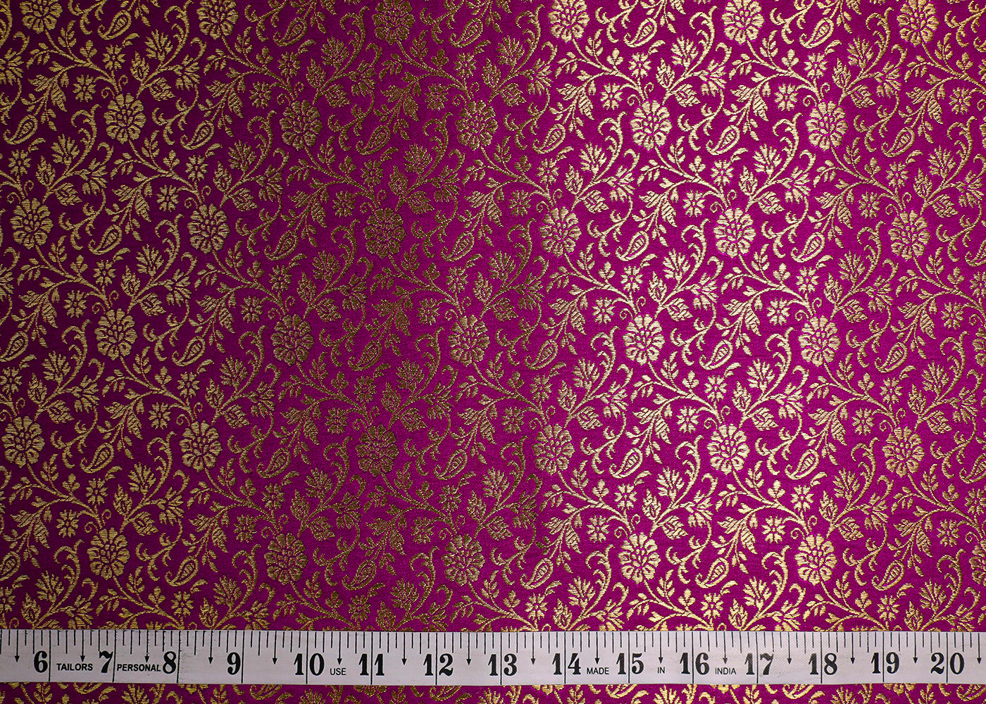 Purple Banarasi Brocade Fabric With All Over Golden Zari Handloom 19462