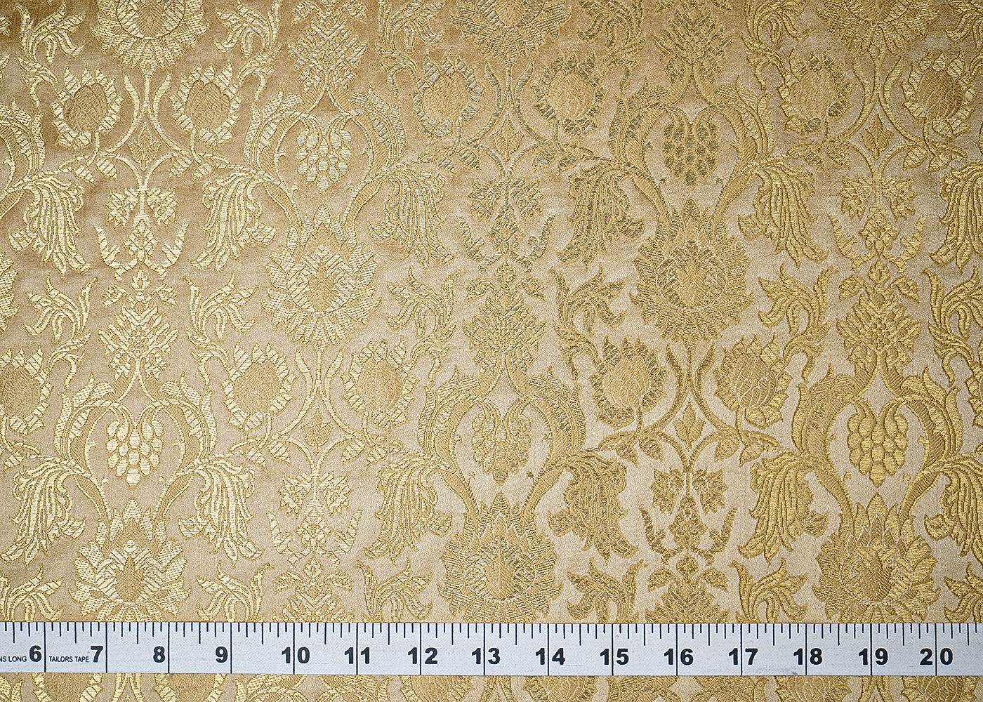 Gold Banarasi Brocade Fabric With All Over Thread And Golden Zari Handloom 19472