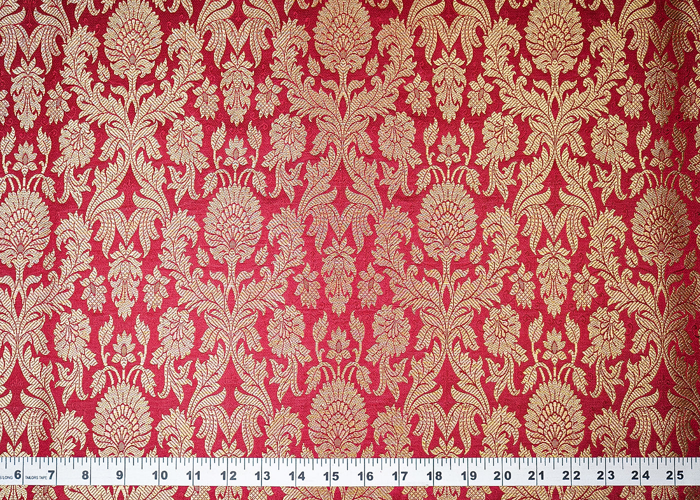 Maroon Banarasi Brocade Fabric With All Over Golden Zari Handloom 19480