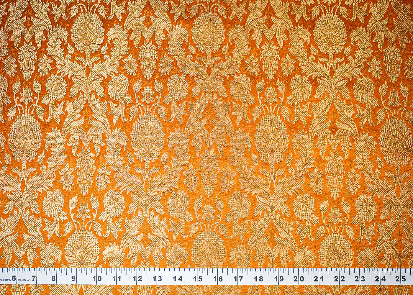 Mustard Banarasi Brocade Fabric With All Over Golden Zari Handloom 19483