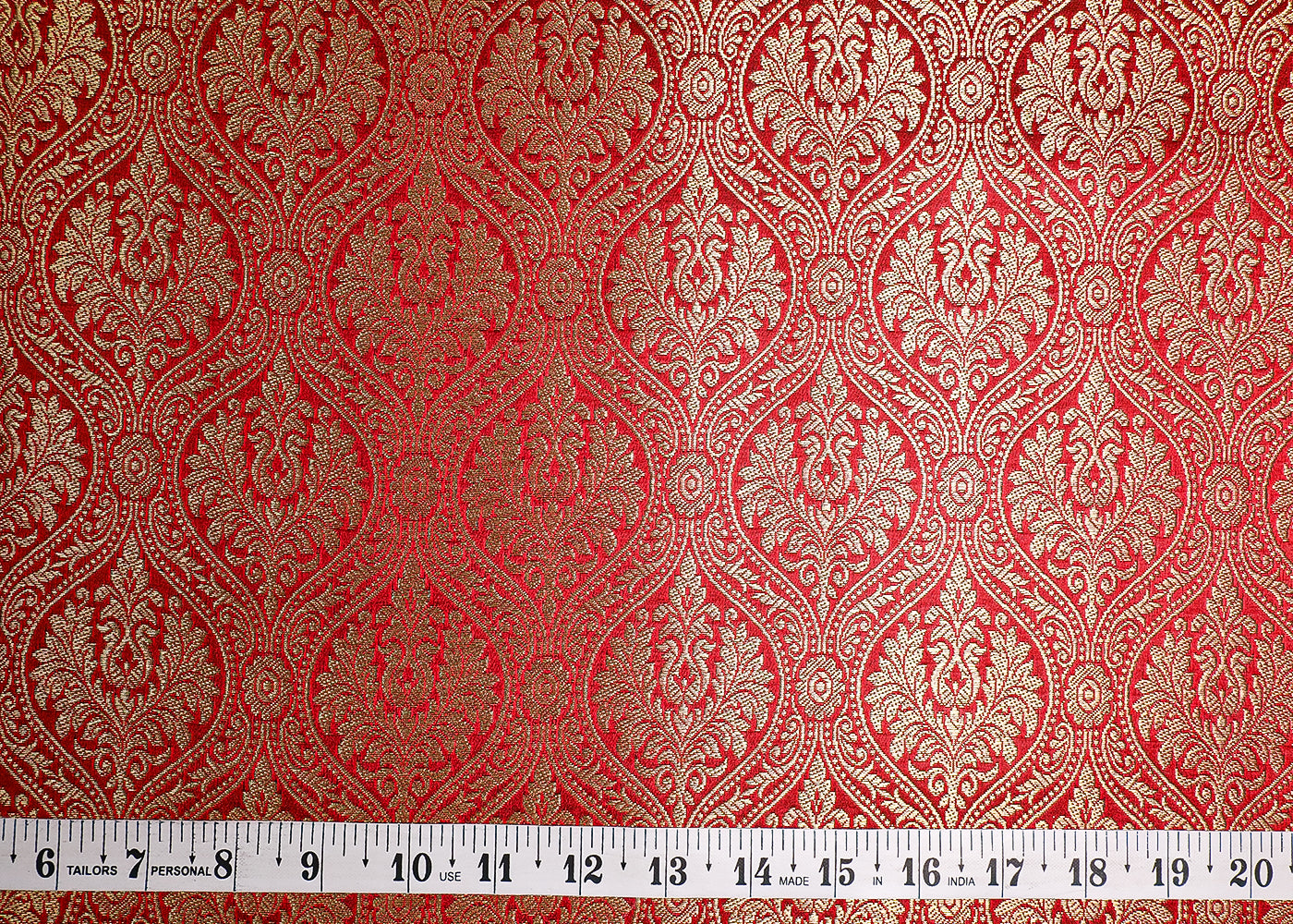 Maroon Banarasi Brocade Fabric With All Over Golden Zari Handloom 19493