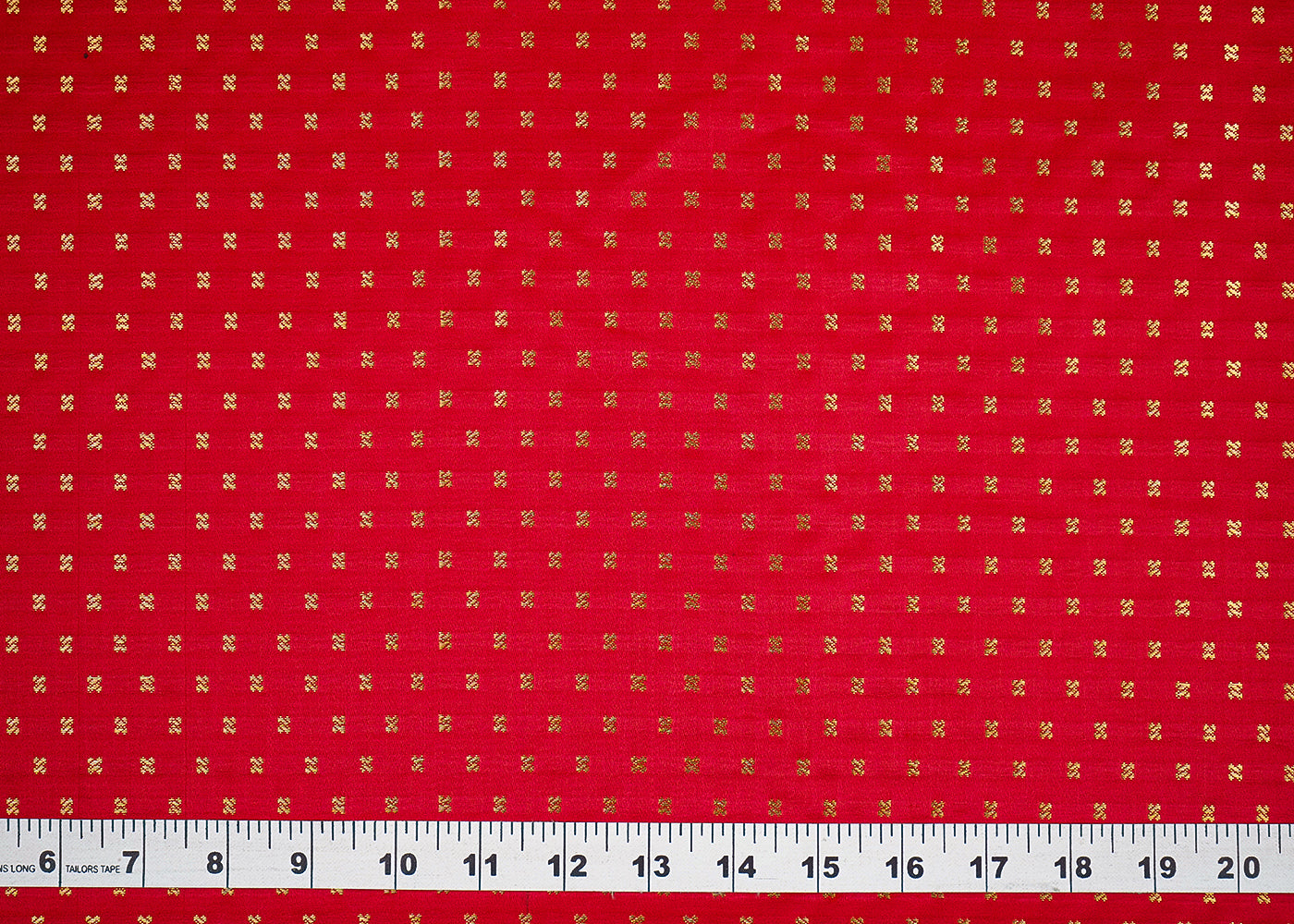 Red Banarasi Brocade Fabric With All Over Golden Zari Handloom 19501