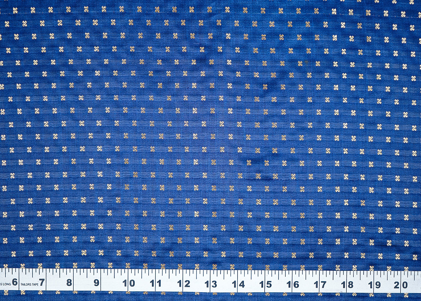 Navy Blue Banarasi Brocade Fabric With All Over Golden Zari Handloom 19506