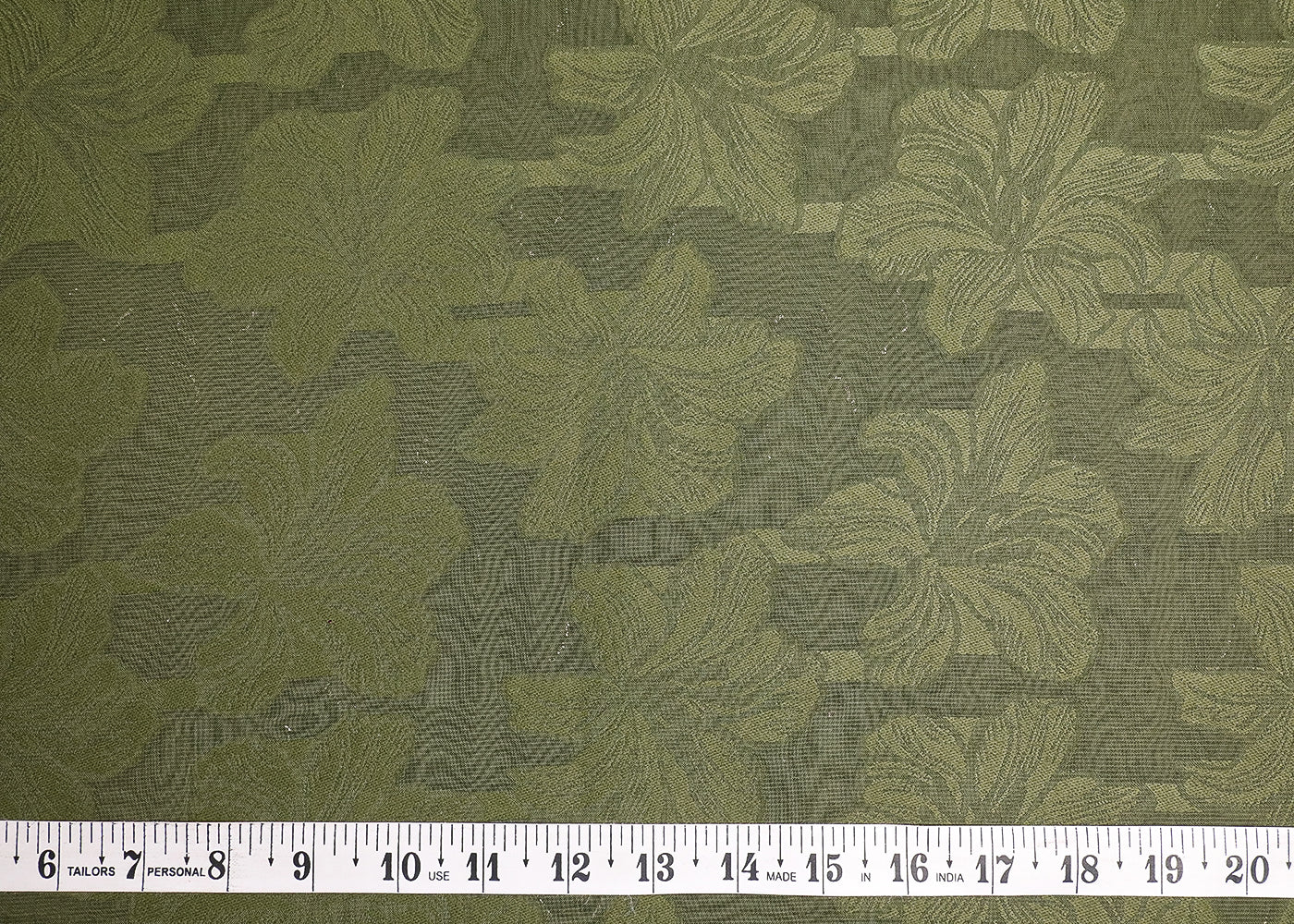 Green Georgette Fabric With All Over Self Work 19515