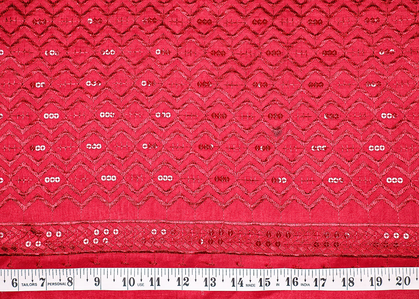 Maroon Upada Silk Fabric With All Over Thread And Sequins Work 19518