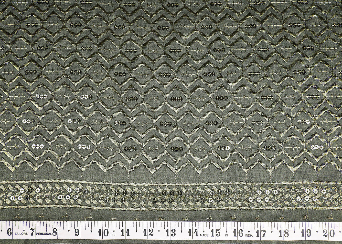 Mehendi Green Upada Silk Fabric With All Over Thread And Sequins Work 19519