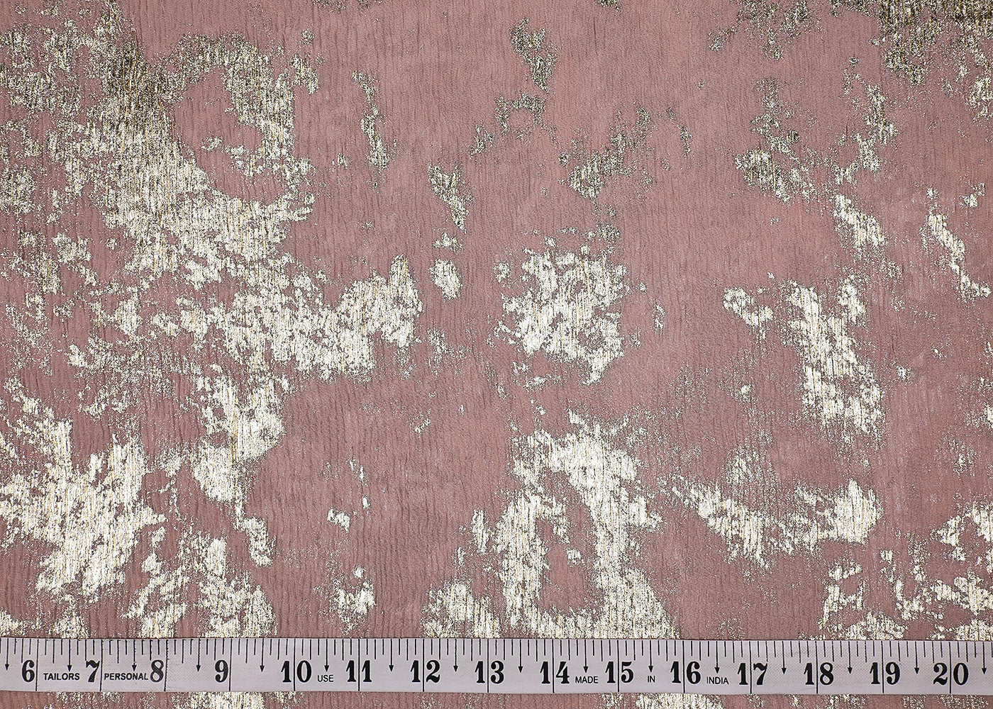 Onion Crushed Georgette Fabric With All Over Golden Foil Work 19527
