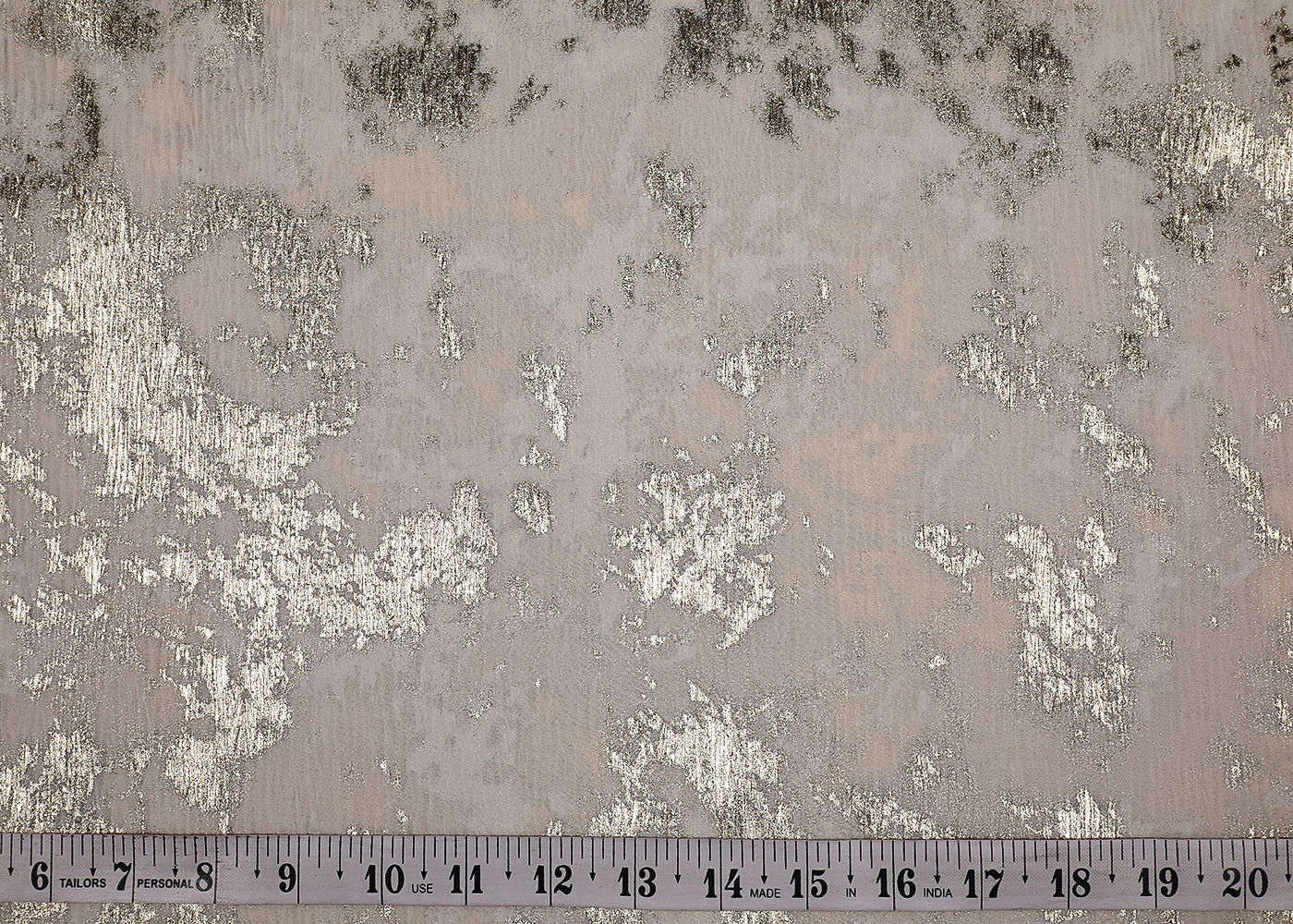 Off White Crushed Georgette Fabric With All Over Golden Foil Work 19528