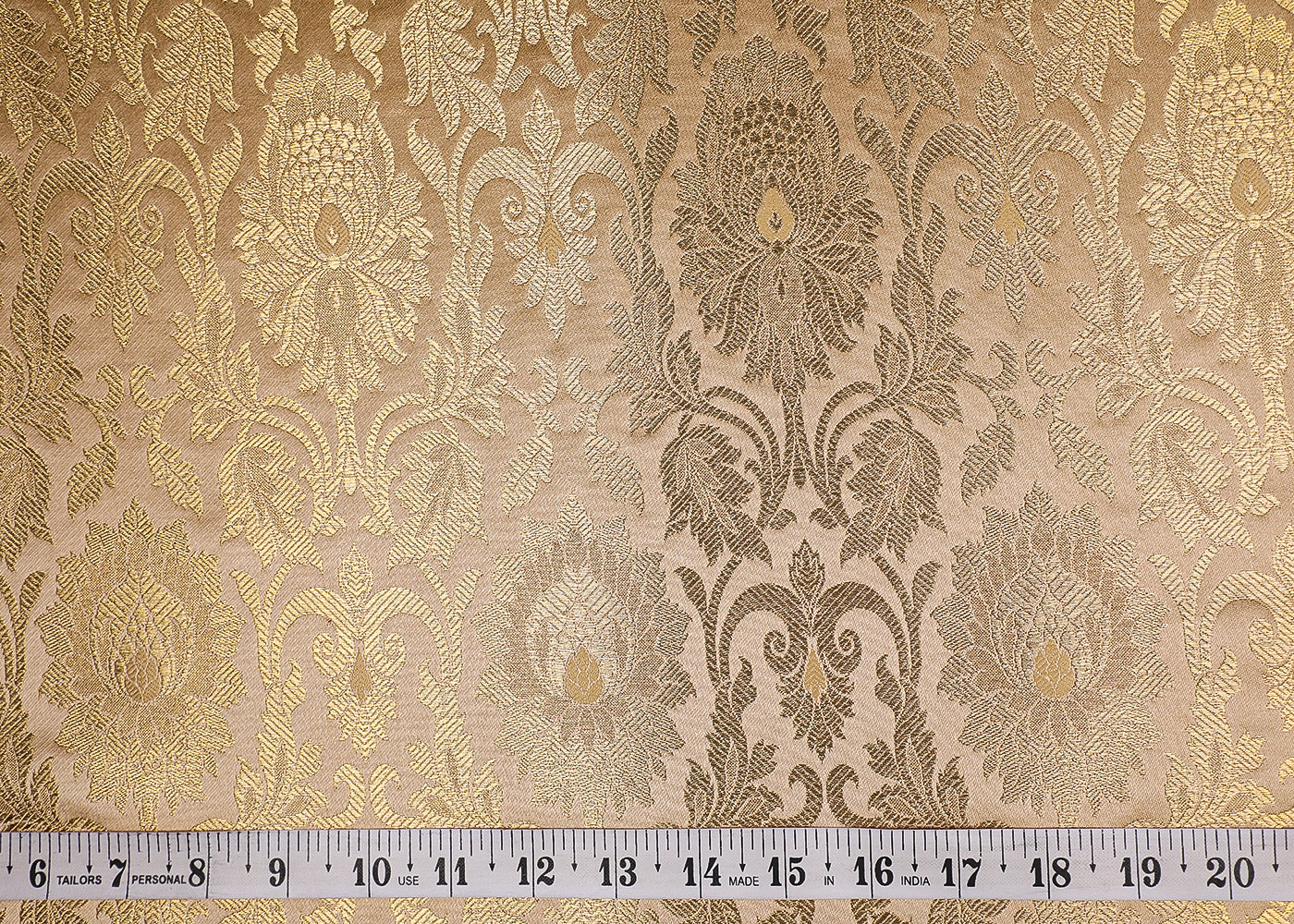 Gold Banarasi Brocade Fabric With All Over Golden Zari Handloom 19551