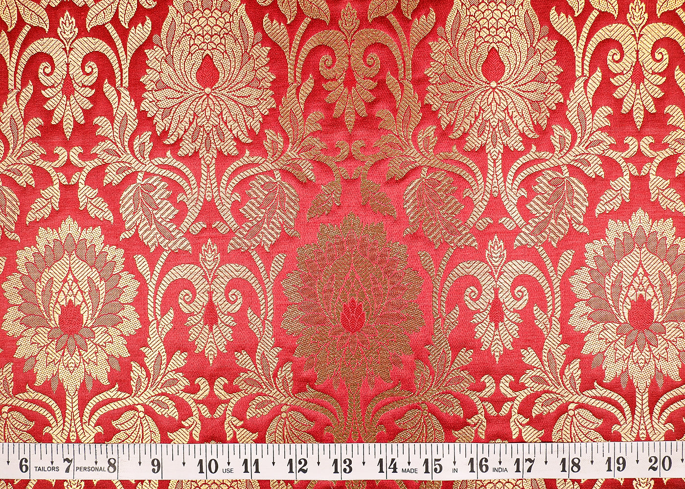 Maroon Banarasi Brocade Fabric With All Over Golden Zari Handloom 19553