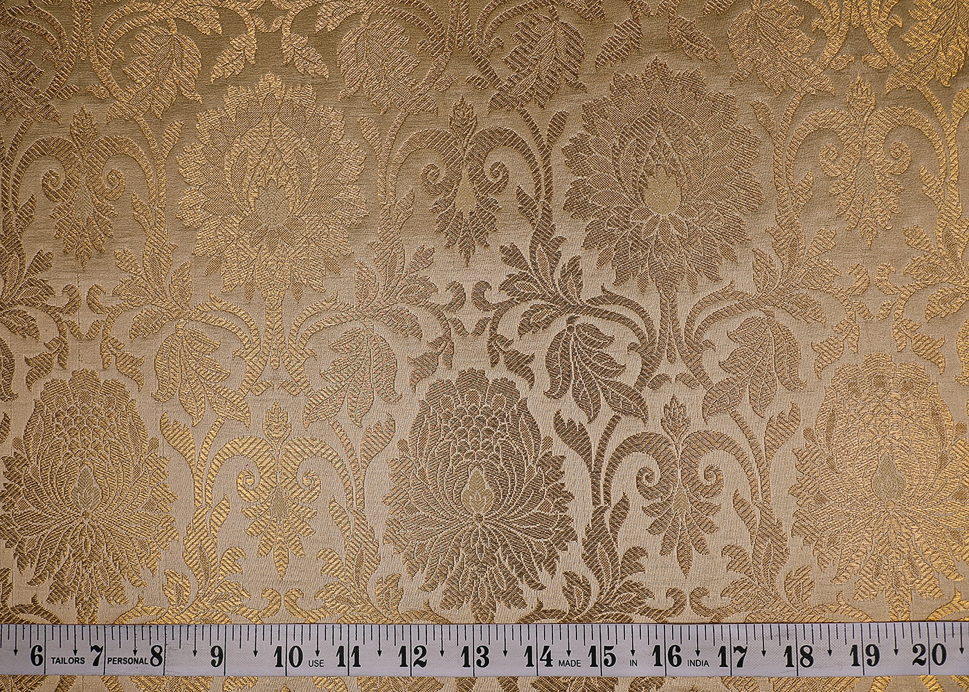 Gold Banarasi Brocade Fabric With All Over Golden Zari Handloom 19562
