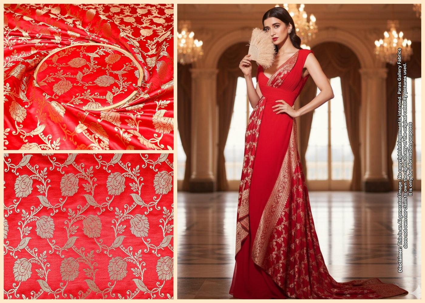 Saba Azad Inspired Edition | Red Banarasi Brocade Unstitched Fabric 19622