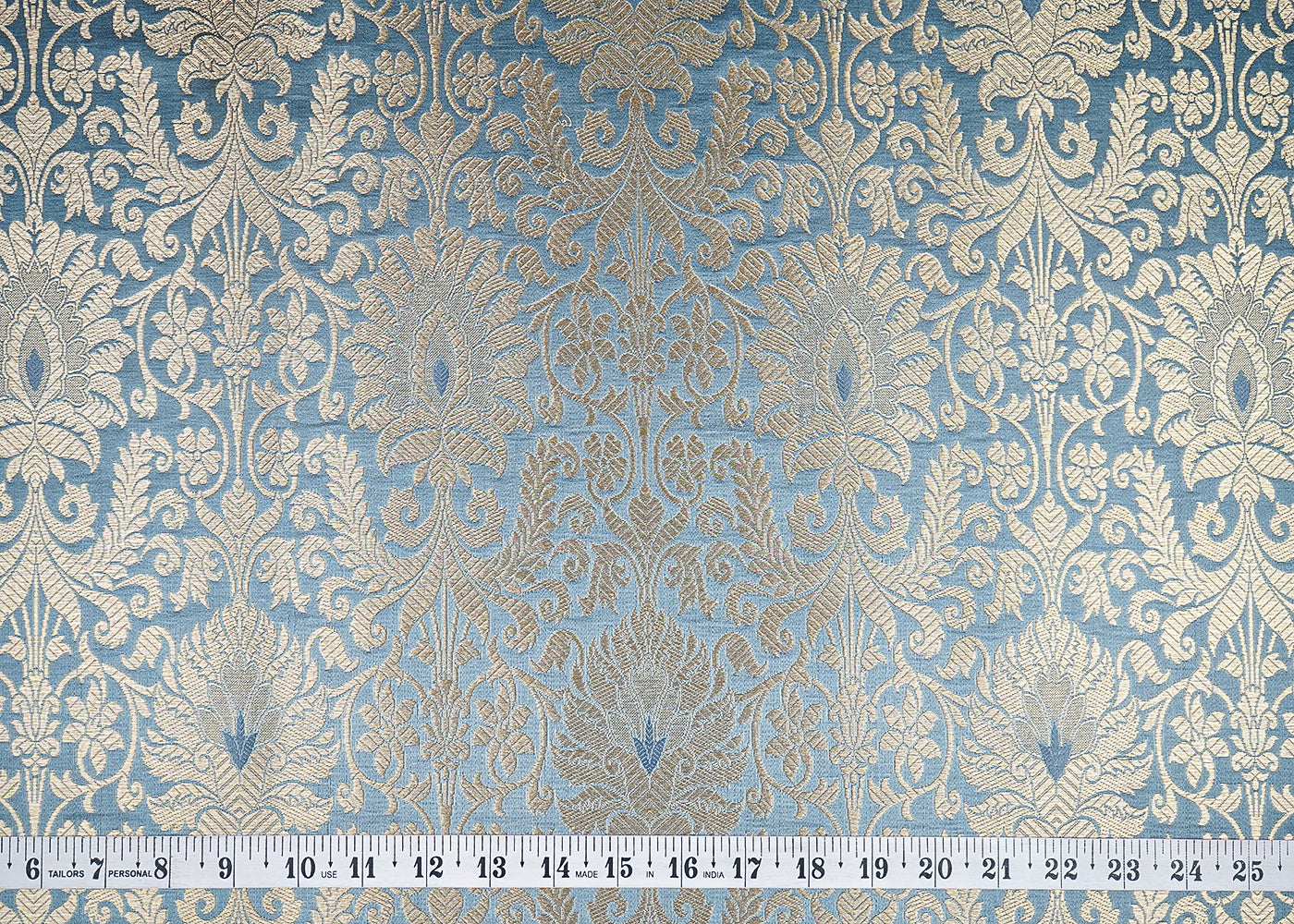 Grey Banarasi Brocade Fabric with Allover Golden Zari Handloom 19635