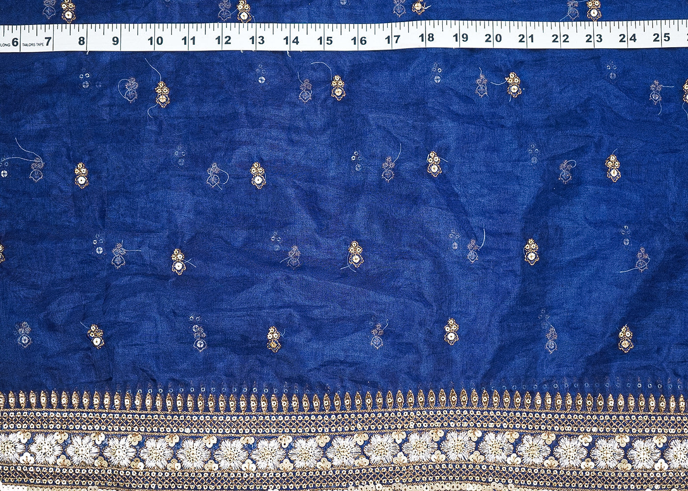 Navy Blue  all over zari and sequins work with two side border 19674