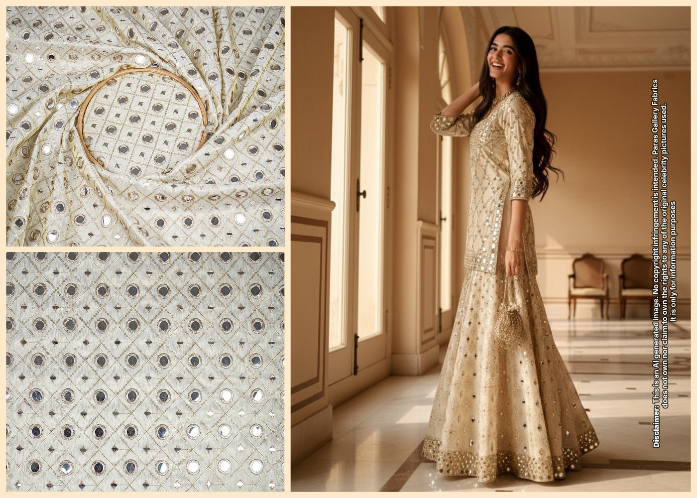 Saba Azad Inspired Edition | Golden Embroidered Tissue Unstitched Fabric 19687