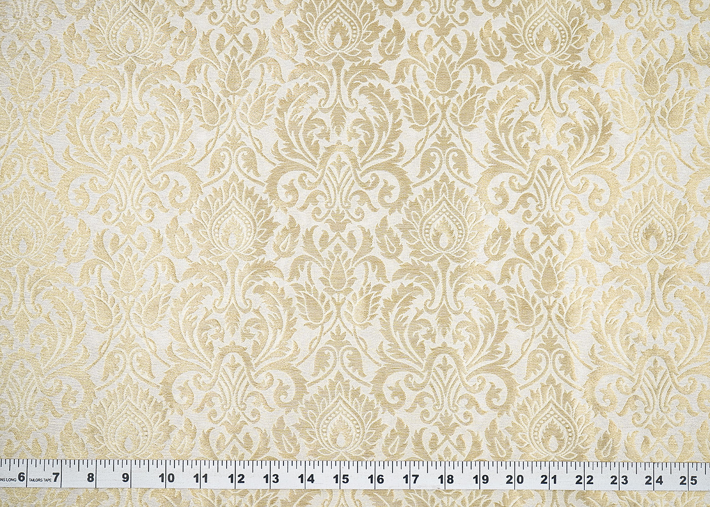 Off White Banarasi Brocade Fabric with Allover Golden Zari Handloom 19696