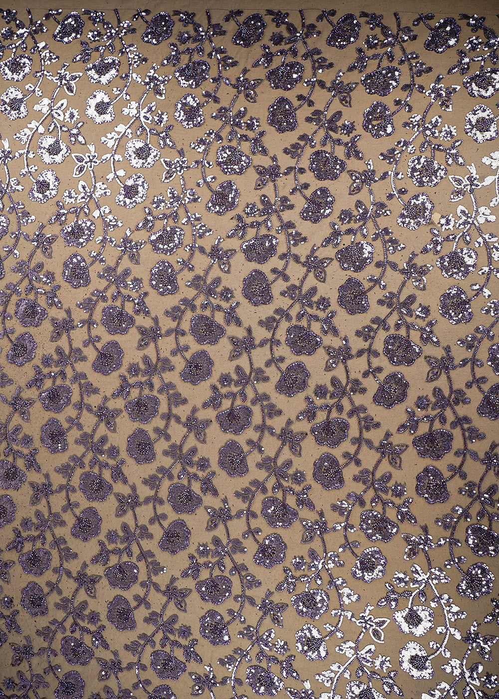 Graphite Purple Imported Net Fabric with Allover Bead, Sequins and Katdana Work 19713