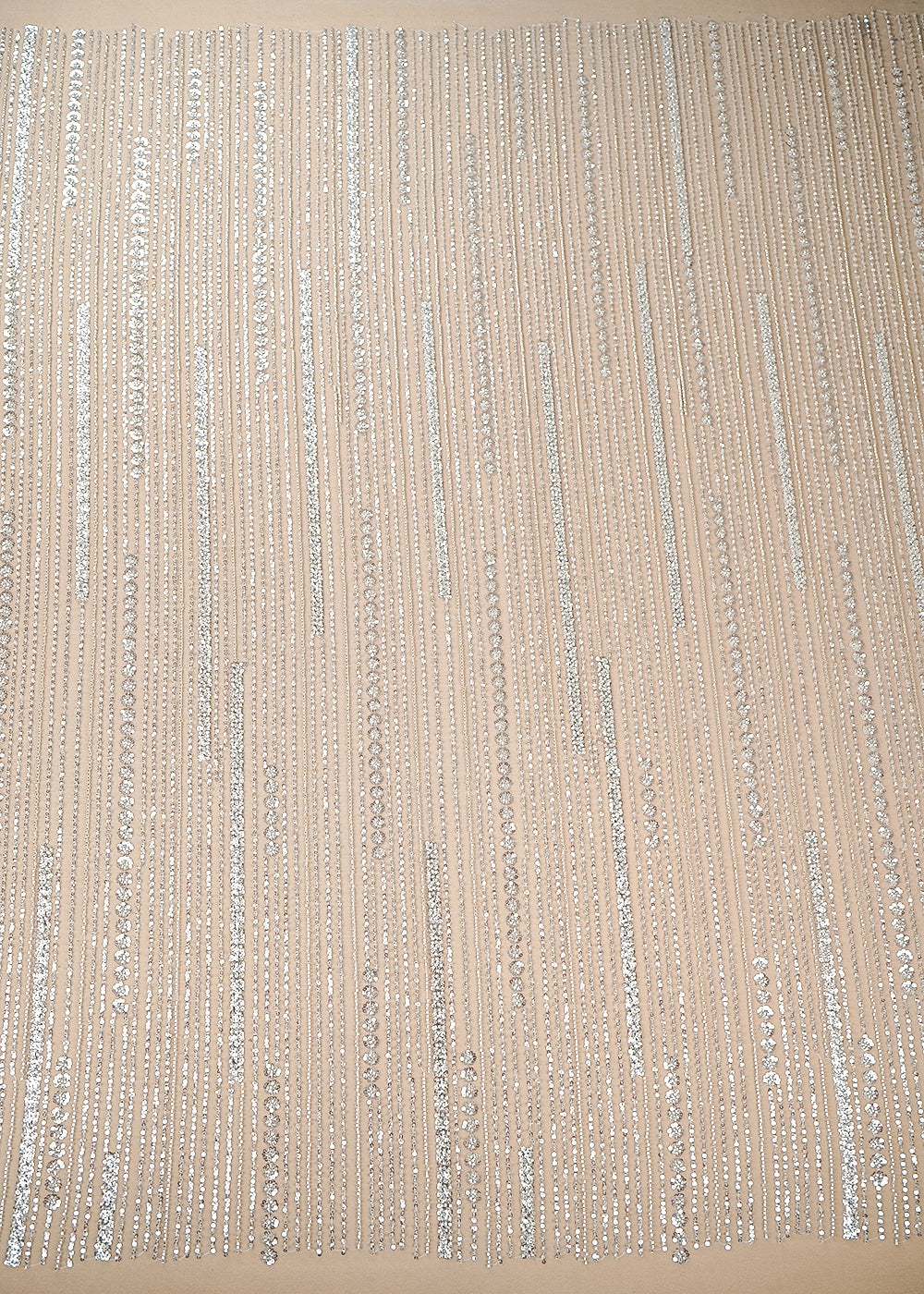 White Imported Net Fabric with Allover Sequins and Bead Work 19730