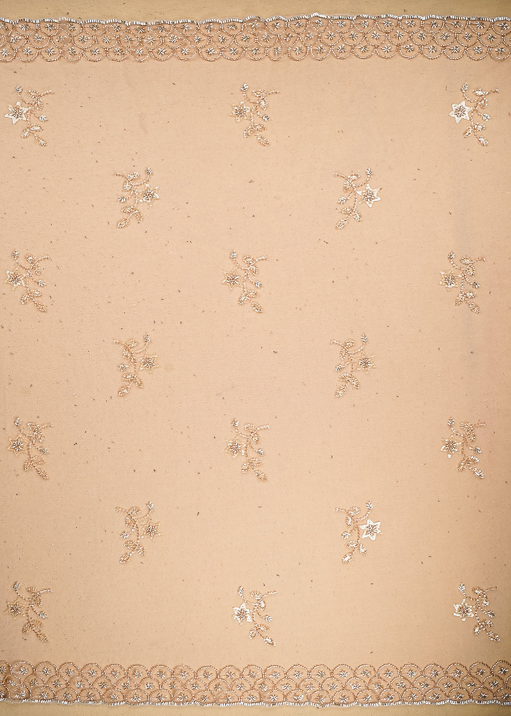 Pink Imported Net Fabric with Allover Sequins, Katdana, Bead Work and Two-Side Border 19746