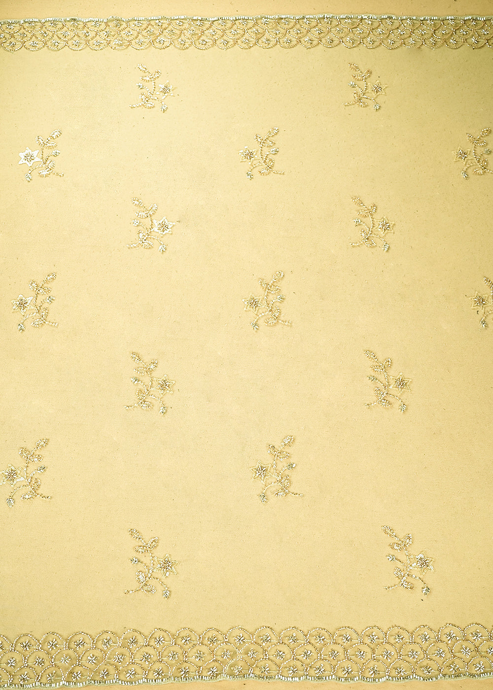 Pista Green Imported Net Dupatta Fabric with Allover Sequins, Katdana, Bead Work and Two-Side Border 19747