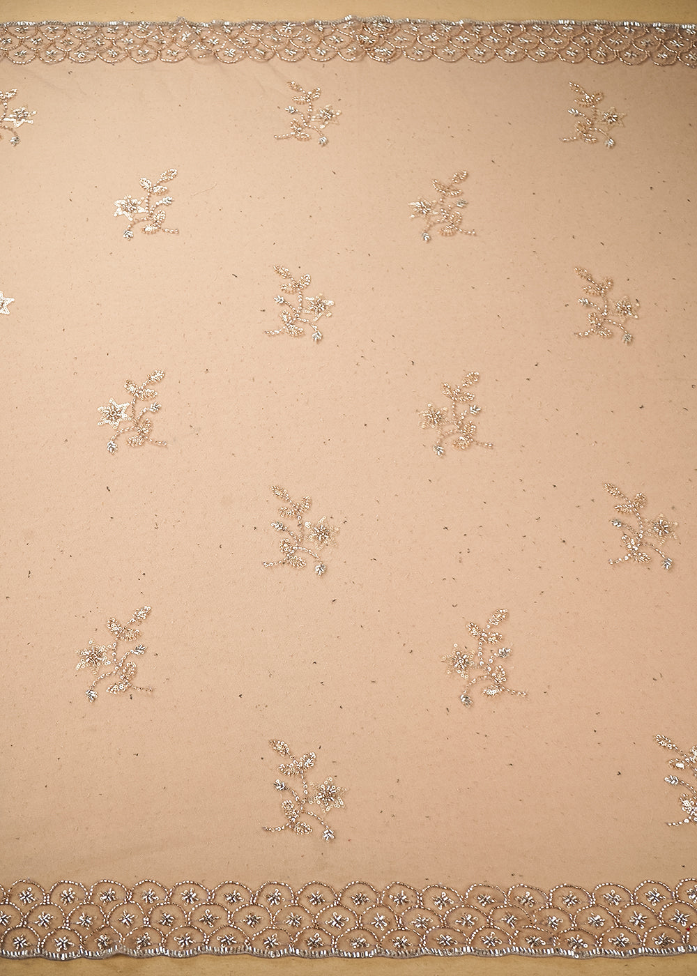 Lavender Imported Net Fabric with Allover Sequins, Katdana, Bead Work and Two-Side Border 19749