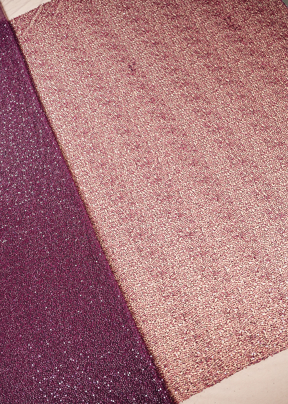 Wine Imported Net Fabric with Allover Sequins and Bead Work 19750