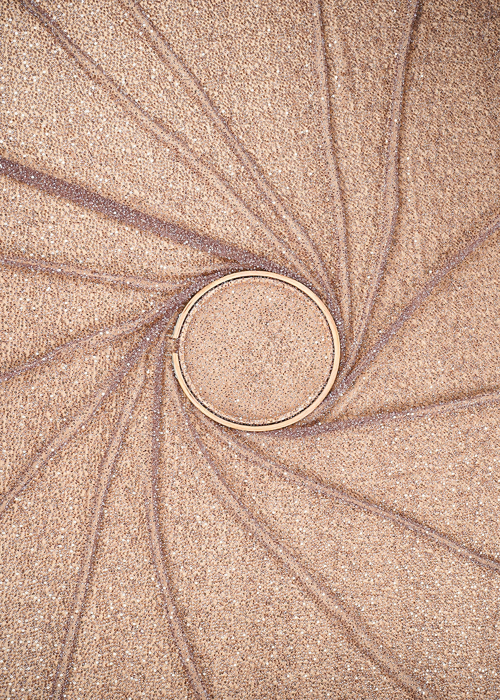 Brown Imported Net Fabric with Allover Sequins and Bead Work 19752