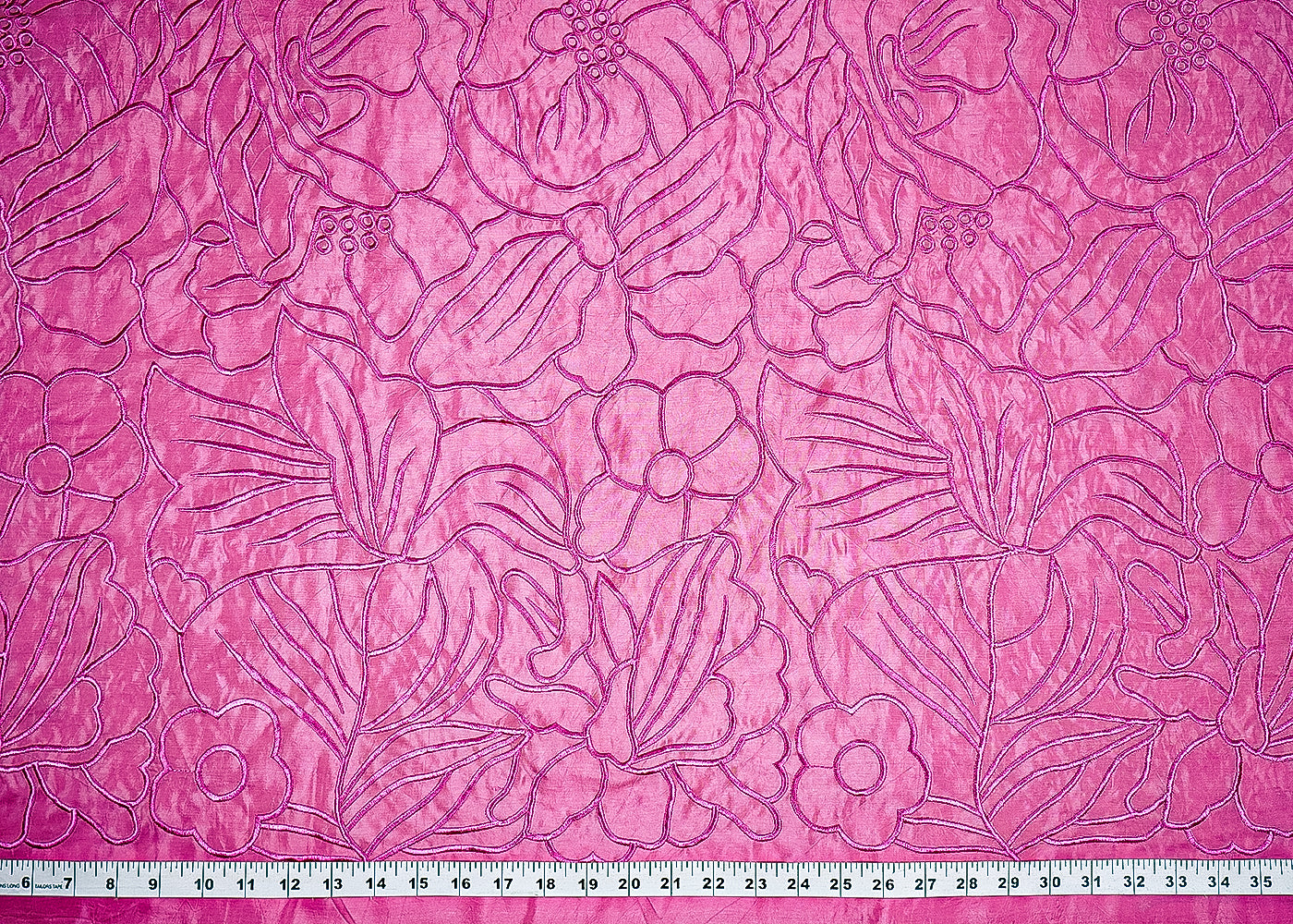 Onion Organza Fabric with Allover Thread Work 19772
