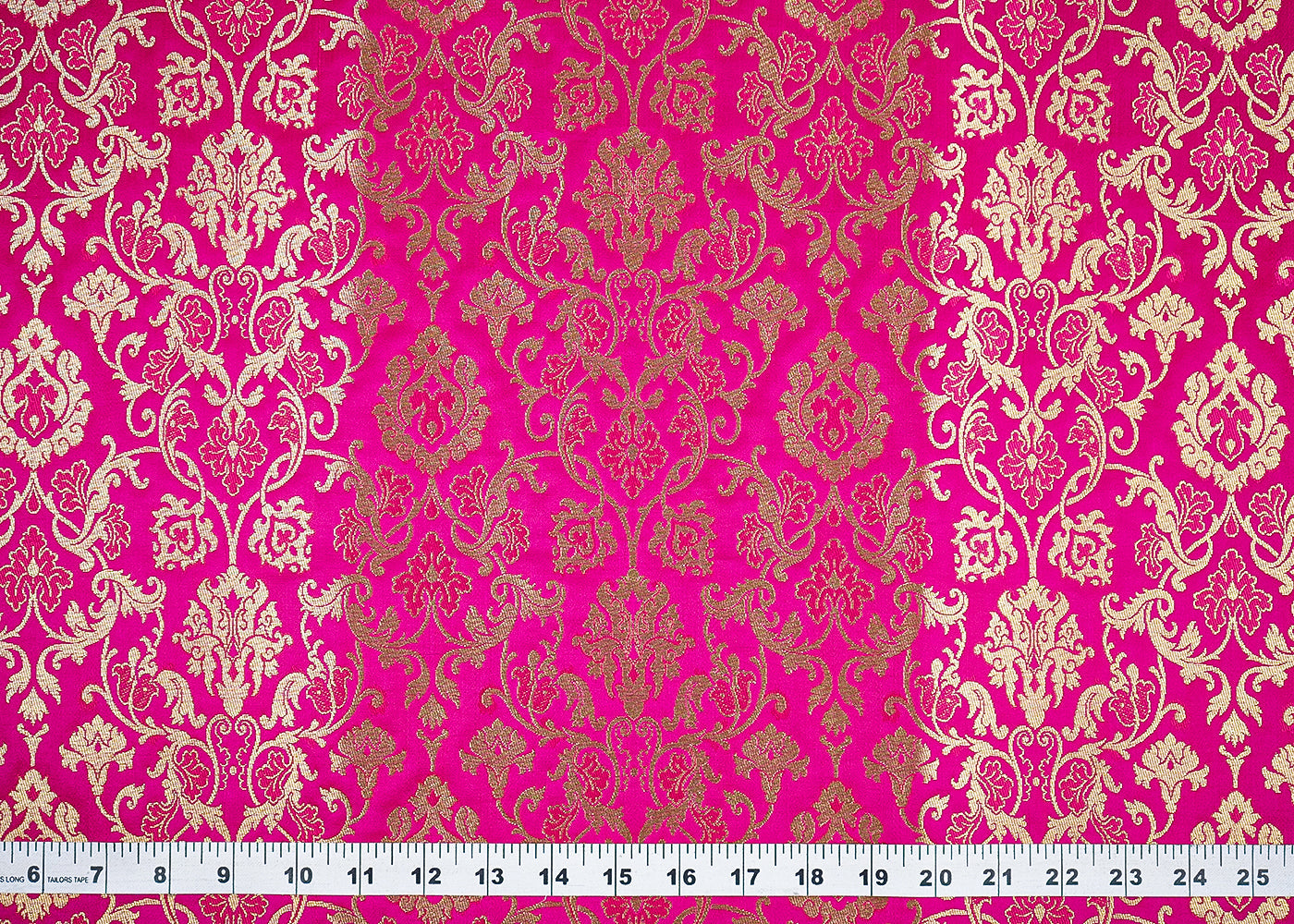 Pink Banarasi Brocade Fabric with Allover Golden Zari Handloom 19782
