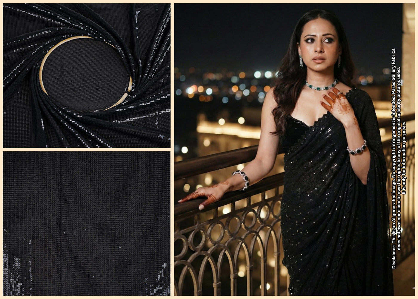 Sargun Mehta Inspired Edition | Black Embroidered Georgette Unstitched Fabric 19825