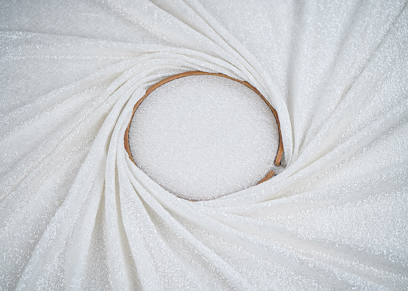 White Georgette Fabric With All Over Water Sequins Work 19826